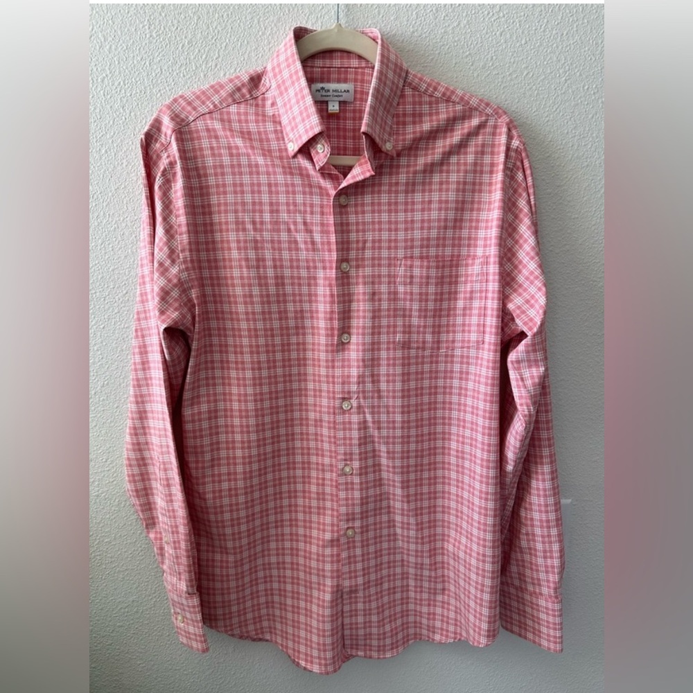 Peter Millar Pink Plaid Button Down Shirt